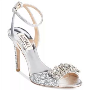Badgley Mischka Amanda II Silver Glitter Sandal